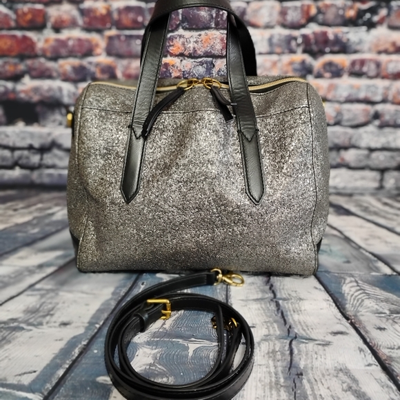 Fossil Sydney Satchel Crossbody Handbag Purse Sparkly Glitter  OBO - Picture 11 of 11